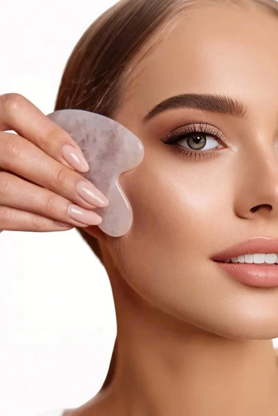 Pembe Kuvars Gua Sha Yüz Yogası, Masaj Taşı 530G
