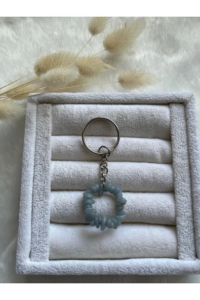 Angelit Melek Taşı Gümüş Anahtarlık