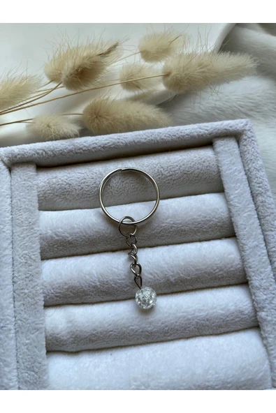 8 mm Necef Taşı Gümüş Anahtarlık ürün görseli