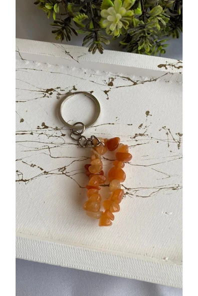 Karneol Karnelyan Doğal Taş Anahtarlık