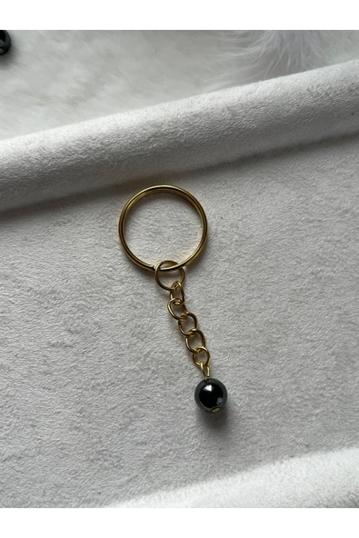 8 mm terahertz taşı altın anahtarlık