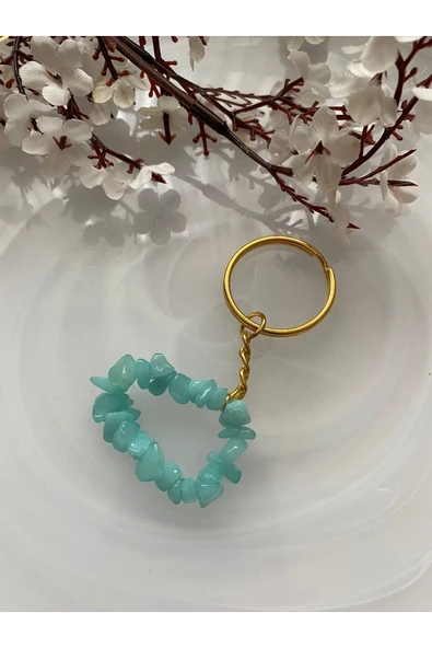 Akuamarin Doğal Taş Anahtarlık