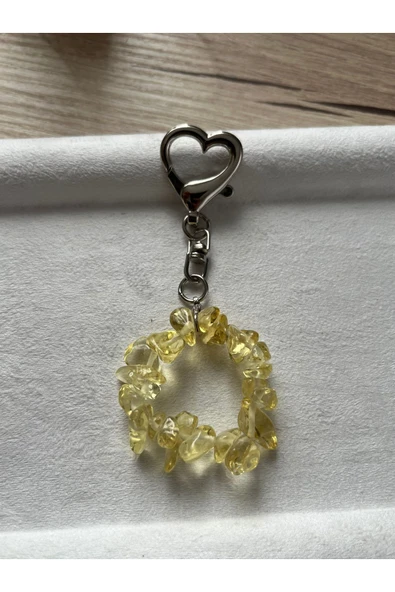 Sitrin taşı kalpli anahtarlık