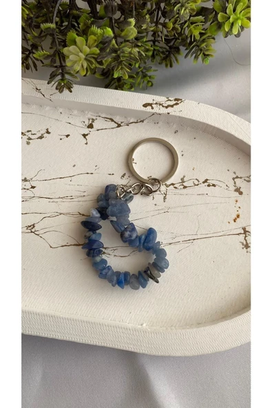 Mavi Aventurin Doğal Taş Anahtarlık