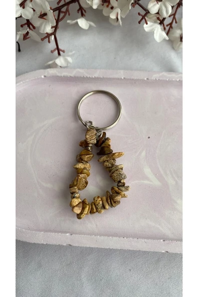 Odun Jasper Doğal Taş Anahtarlık