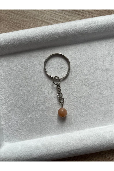 8 mm güneş taşı gümüş anahtarlık