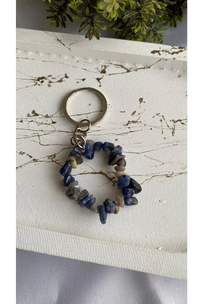 Sodalit Doğal Taş Anahtarlık