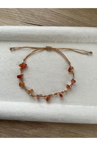 Karneol karnelyan doğal taş bileklik&halhal ayarlanabilir ürün görseli