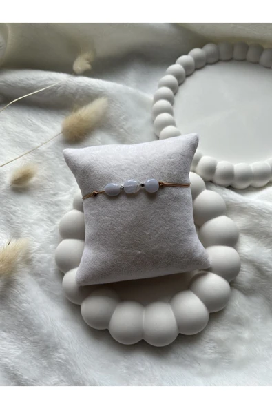 Kalsedon taşı ayarlanabilir ip bileklik & halhal ürün görseli