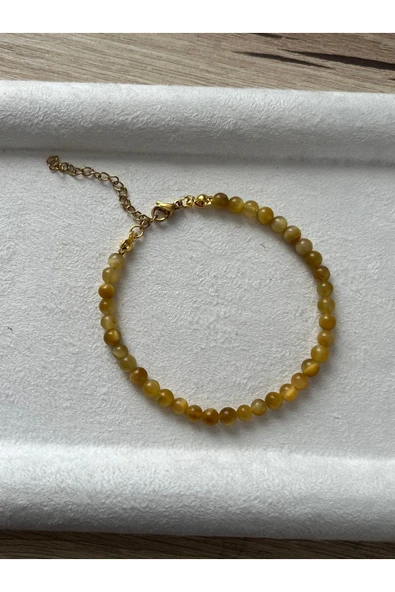 Minimal Sarı Kaplangözü Taşı Çelik Aparatlı Bileklik ürün görseli