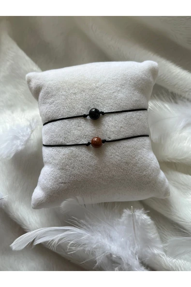 Yıldız Taşı Turuncu Lacivert Ikili Çift Arkadaşlık Bilekliği Ayarlanabilir ürün görseli