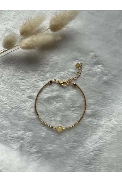 Sitrin taşı özel model el yapımı altın bileklik el yapımı ürün görseli