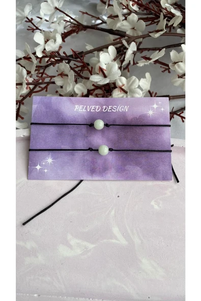 Fosfor Taşı Karanlıkta Parlayan Doğal Taş Çift Arkadaşlık Bilekliği ürün görseli