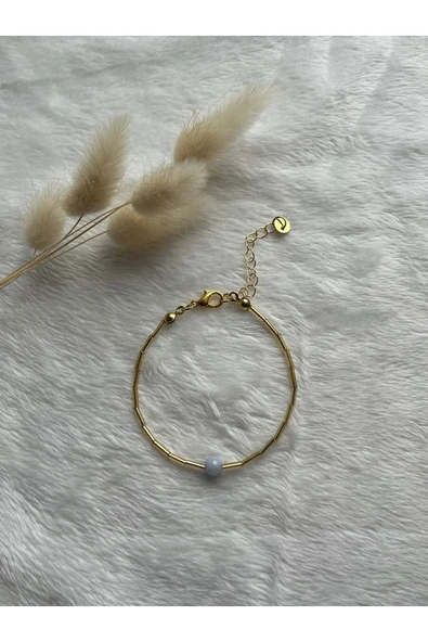 Akuamarin taşı model altın bileklik el yapımı ürün görseli