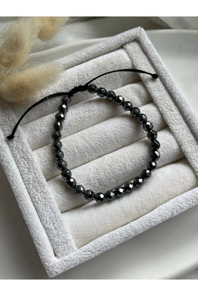 Hematit Taşlı Ayarlanabilir Erkek& Kadın Bileklik / El Yapımı ürün görseli