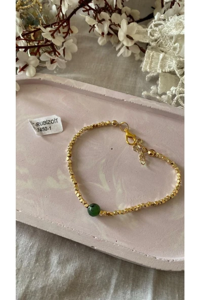 Anyolit Rubizoit Altın Kaplama Dorika Bileklik ürün görseli