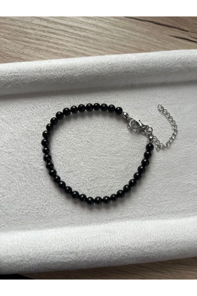 Minimal Şungit Taşı Çelik Aparatlı Bileklik