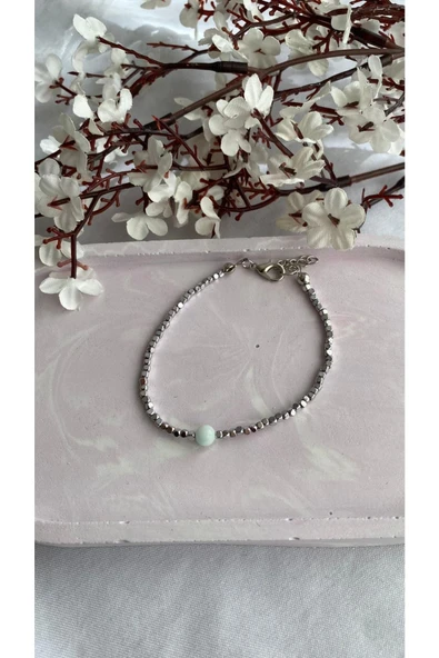 Larimar Doğal Taş Gümüş Kaplama Dorika Bileklik ürün görseli