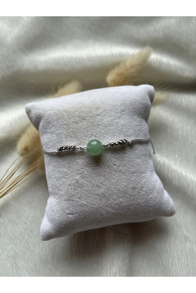 Aventurin 8mm ayarlanabilir gümüş ip bilelik&halhal el yapımı ürün görseli