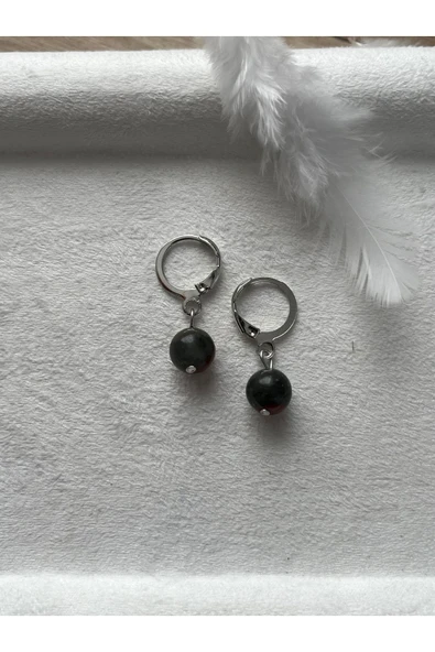 8 mm kan taşı gümüş Kaplama Halka Küpe ürün görseli