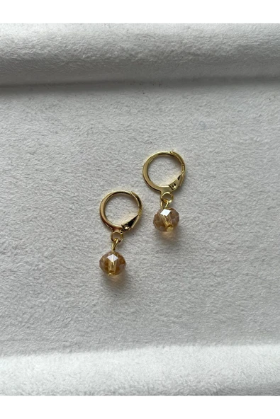 8 mm bal rengi kristal altın kaplama küpe