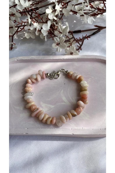 Pembe Opal Doğal Taş Bileklik