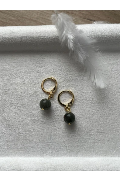 8 mm kan taşı Altın Kaplama Halka Küpe ürün görseli