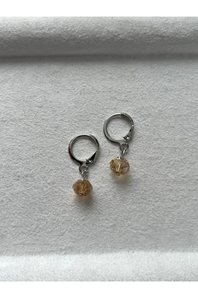 8 mm bal rengi kristal gümüş kaplama küpe