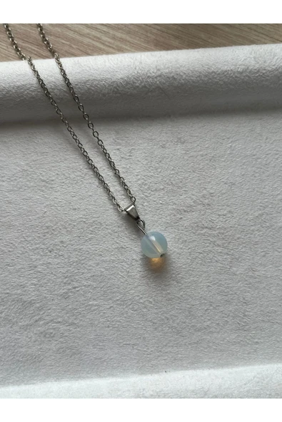 8 mm opal taşı gümüş kaplama kolye