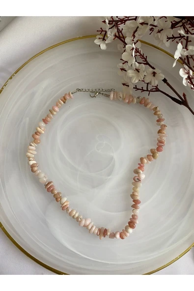 Pembe Opal Taşı Doğal Taş Kolye - 1