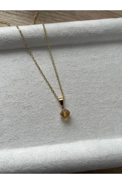 8 mm bal rengi kristal altın kaplama kolye - 1