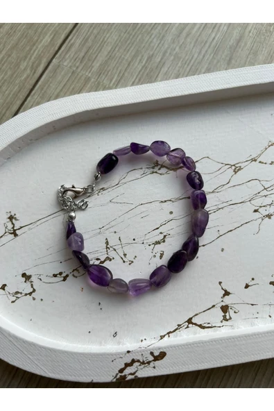 Ametist Doğal Taş Oval Taş Bileklik ürün görseli