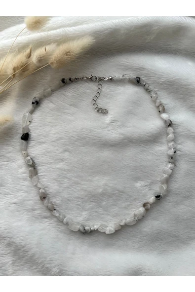 Oval Ay Taşı Doğal Taş Kolye ürün görseli 1