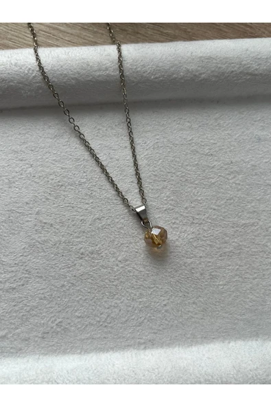 8 mm bal rengi kristal gümüş kaplama kolye - 1
