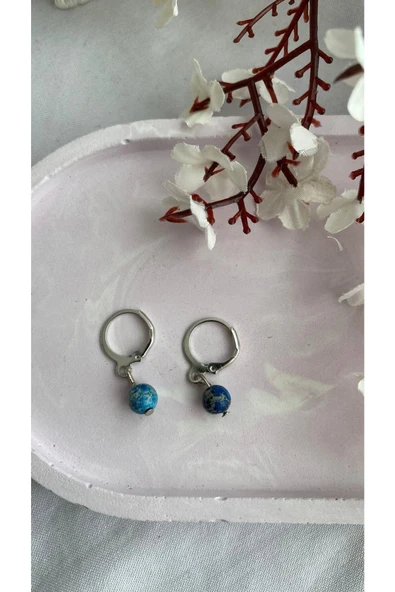 Varisit Taşı Doğal Taş Gümüş Küpe