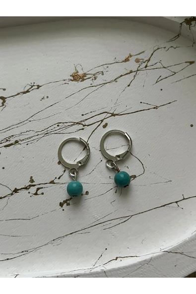 Firuze Doğal Taş Gümüş Kaplama Küpe