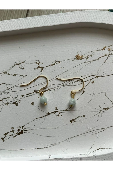 Larimar Doğal Taş Altın Kaplama Küpe