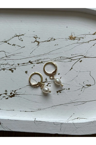 Gerçek Inci Altın Kaplama Küpe Doğal ürün görseli