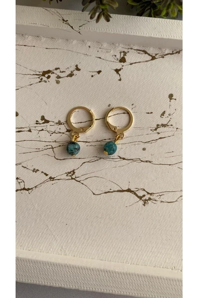 Okyanus Ceyt Doğal Taş Altın Kaplama Küpe ürün görseli