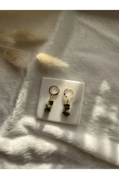 Unakit Doğal Taş Altın Kaplama Küpe ürün görseli