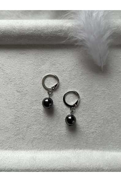 8 mm terahertz taşı gümüş kaplama halka küpe ürün görseli