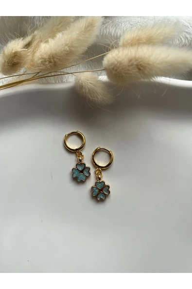 Yonca Sedefli 24 k Altın Kaplama Küpe ürün görseli