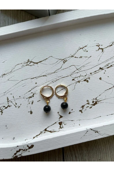 Pirit Doğal Taş Altın Kaplama Küpe ürün görseli