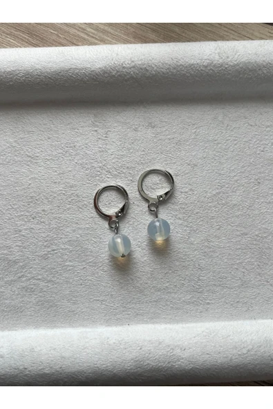 8 mm opal taşı gümüş kaplama küpe