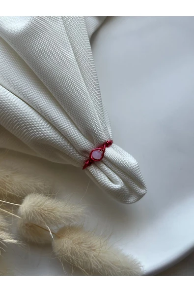 Minimal Pembe Kristal Pembe Tel Yüzük El Yapımı ürün görseli 1