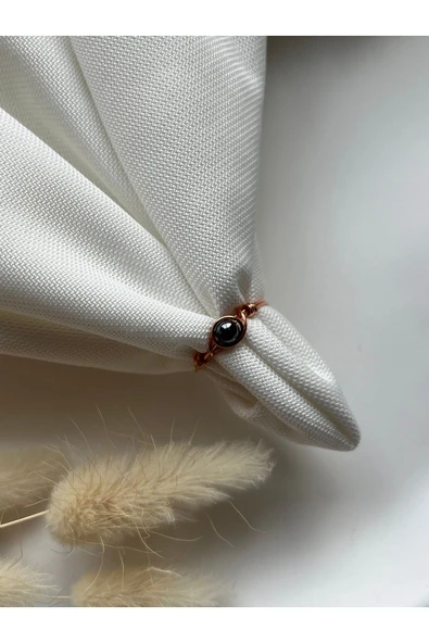 Minimal Hematit Taşı Bakır Tel Yüzük El Yapımı ürün görseli