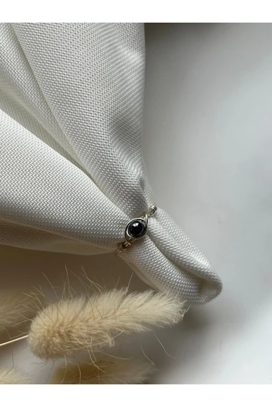 Minimal Hematit Taşı Gümüş Tel Yüzük El Yapımı ürün görseli 1