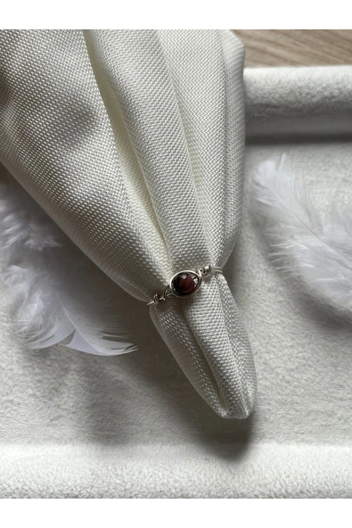 Minimal Rodonit Taşı Gümüş Tel Yüzük ürün görseli