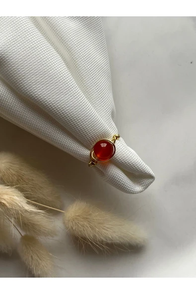 8 mm Karnelyan Taşı Altın Tel Yüzük El Yapımı ürün görseli