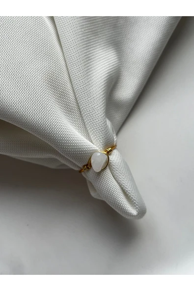 Kırık Ay Taşı Ayarlanabilir Altın Tel Yüzük